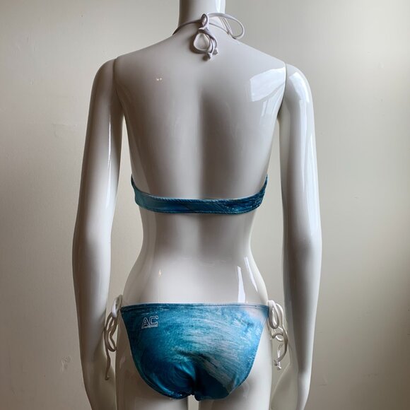Aaron Chang blue wave reversible to plaid bikini - Picture 6 of 9